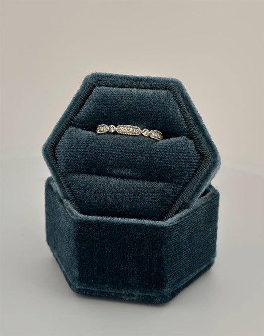 White Gold Vintage Inspired Stackable Ring