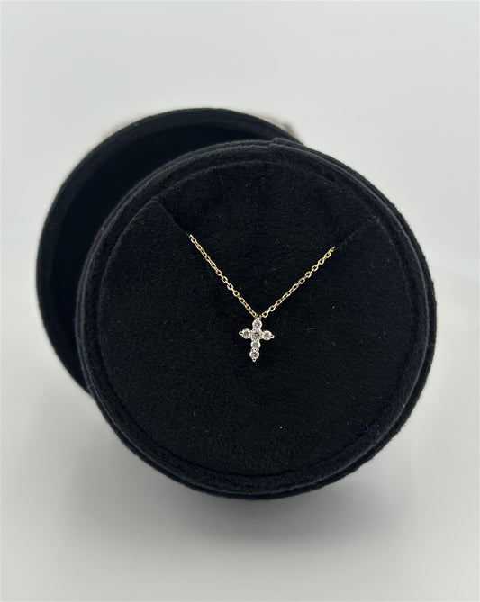 Yellow Gold Diamond Cross Necklace