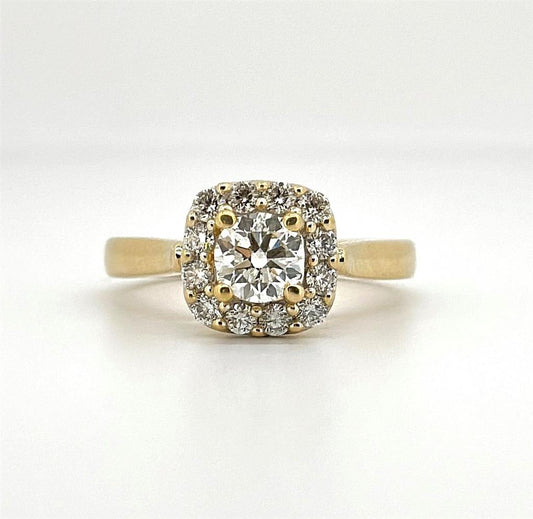 Yellow Gold Halo Style Diamond Engagement Ring