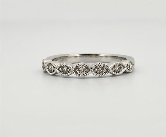 White Gold Vintage Inspired Diamond Stackable Ring