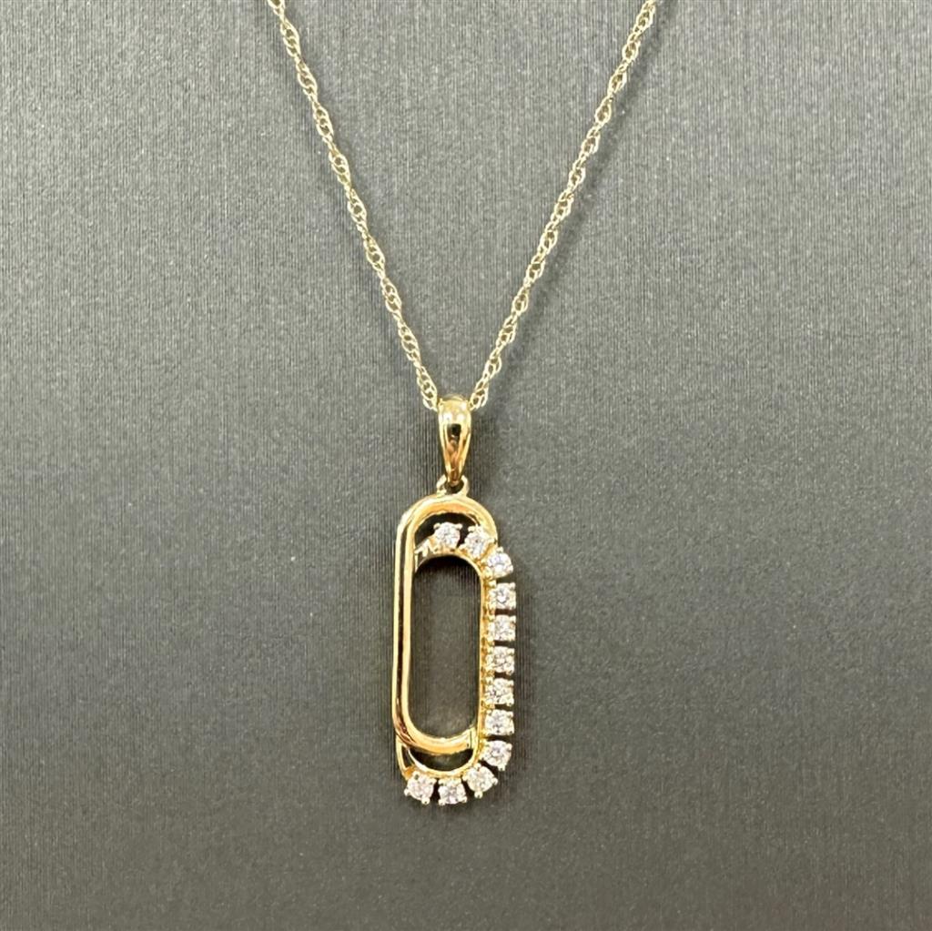 Yellow Gold Diamond Paperclip Necklace