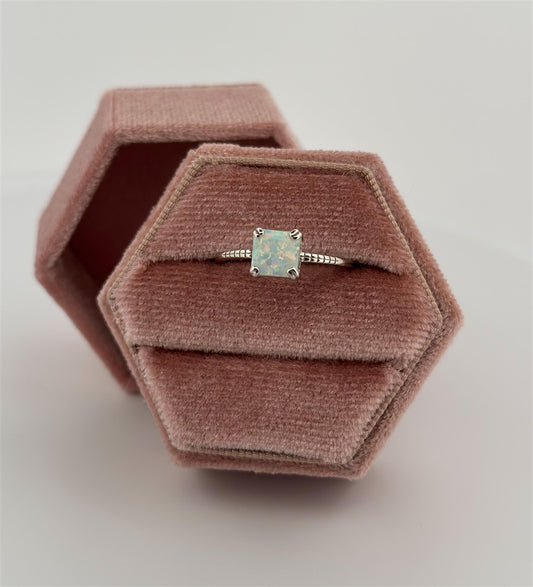 Sterling Silver Created  Opal Ring