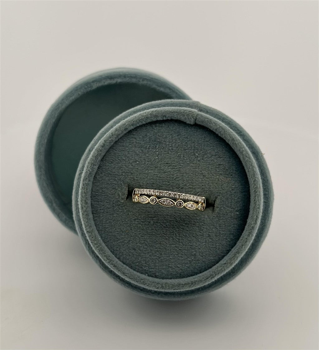 Yellow Gold Diamond Vintage Inspired Stackable Ring