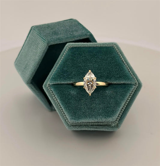 Yellow Gold Lab Grown Marquise Diamond Engagement Ring