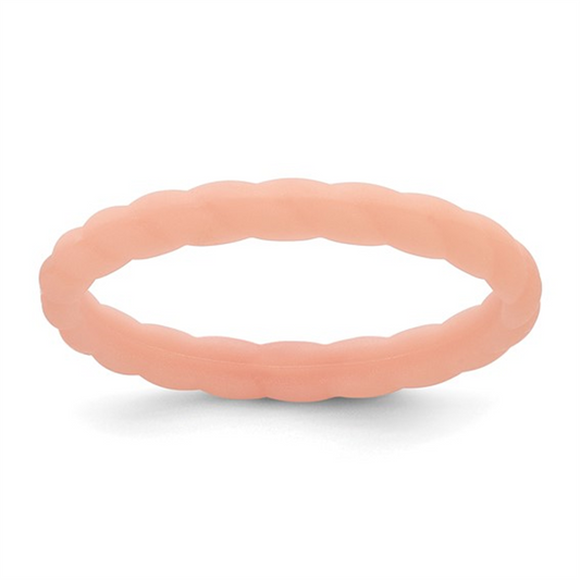 Rose Pink Braided Silicone Wedding Band