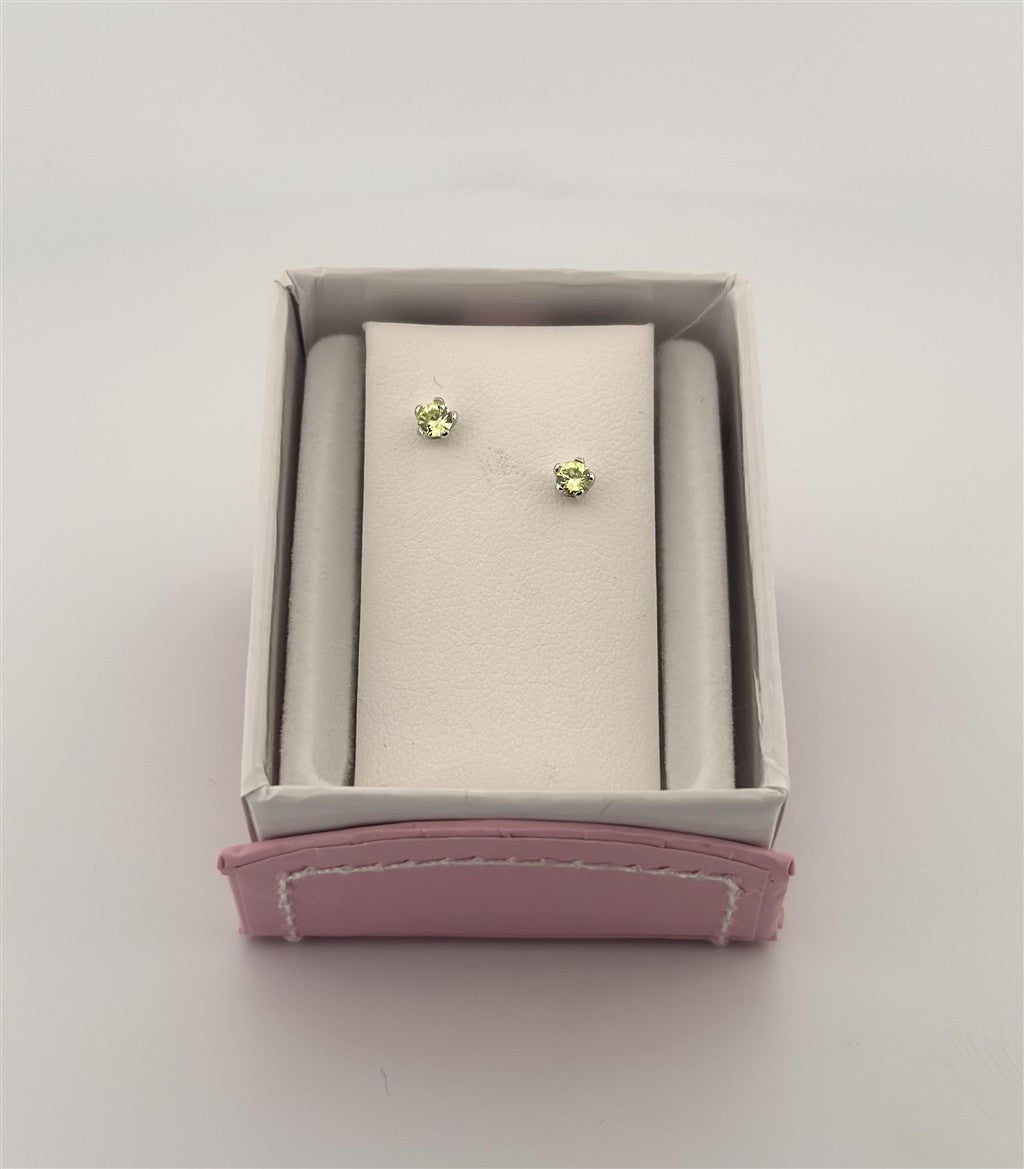 Childrens Sterling Silver August Birthstone Earrings