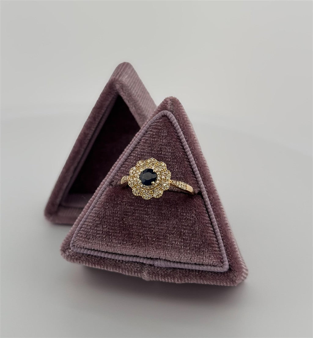 Yellow Gold Diamond Accented Sapphire Ring