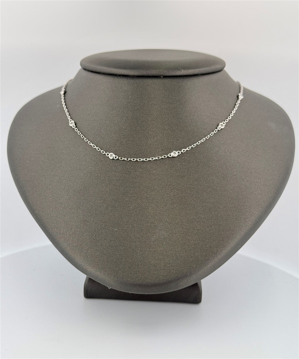 Sterling Silver Lab Diamond Station Necklace