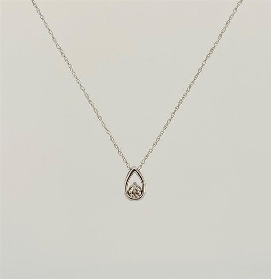 White Gold Diamond Pear Shape Necklace