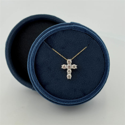 Yellow Gold Lab Diamond Cross Necklace