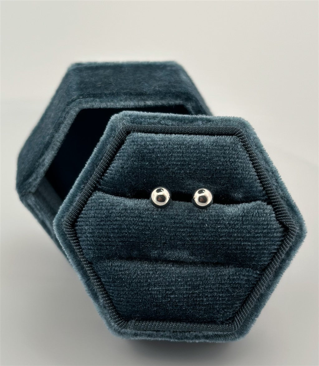 White Gold Ball Post Earrings