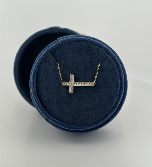 Yellow Gold Diamond Cross Necklace