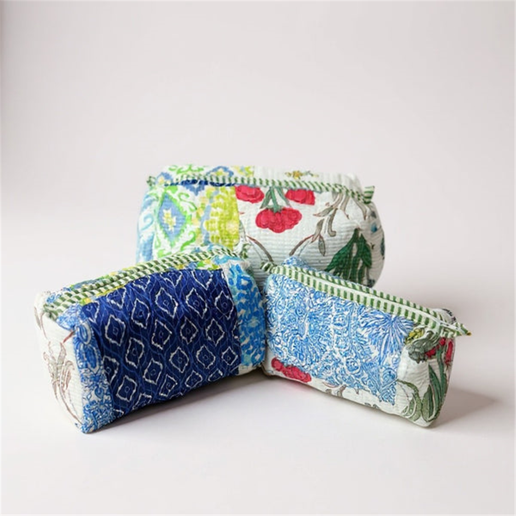 White Patchwork Cosmetic Bag