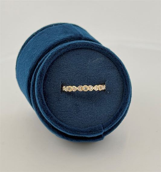 Yellow Gold Vintage Inspired March Birthstone Stackable Ring