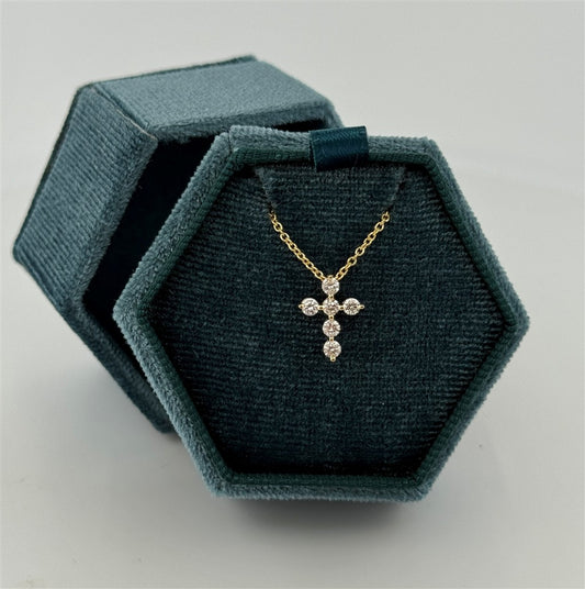 Yellow Gold Lab Diamond Cross Necklace
