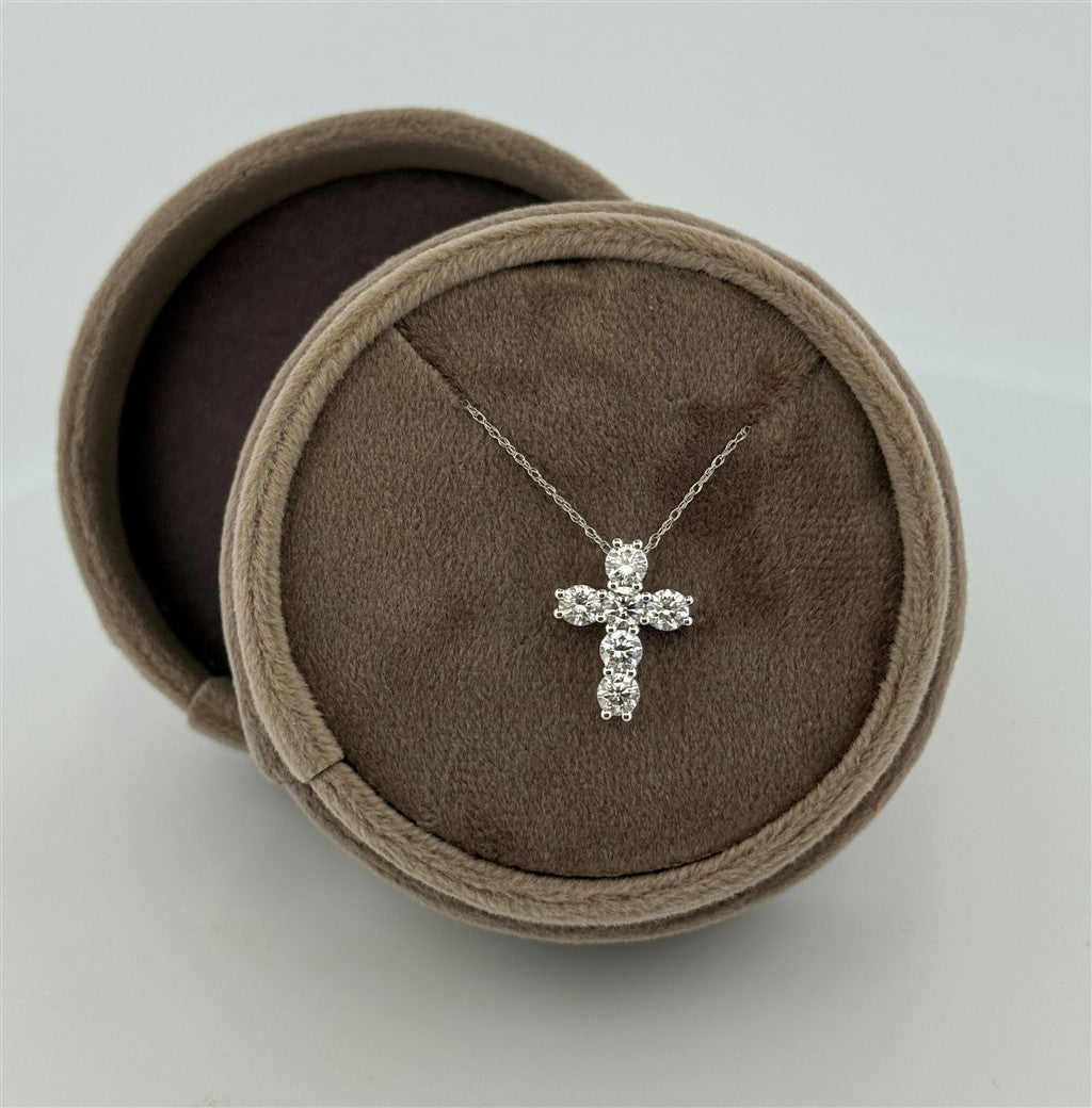 White Gold Lab Diamond Cross Necklace
