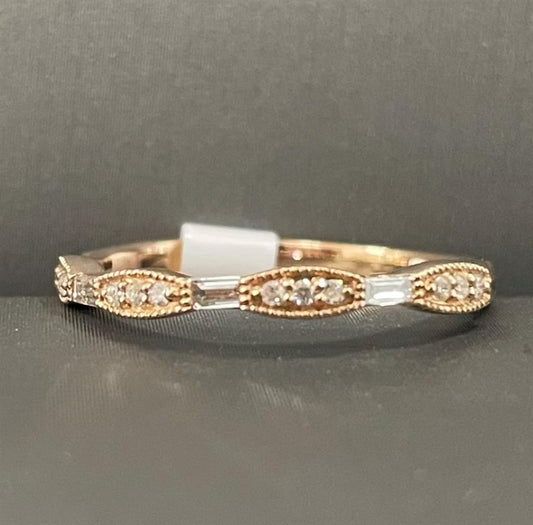 Rose Gold Diamond Vintage Inspired Stackable Ring