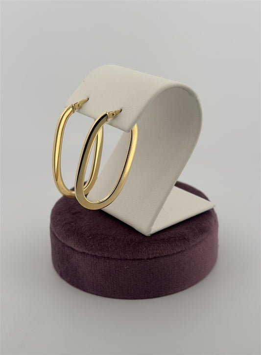 Yellow Gold Oval Hoop Earrings