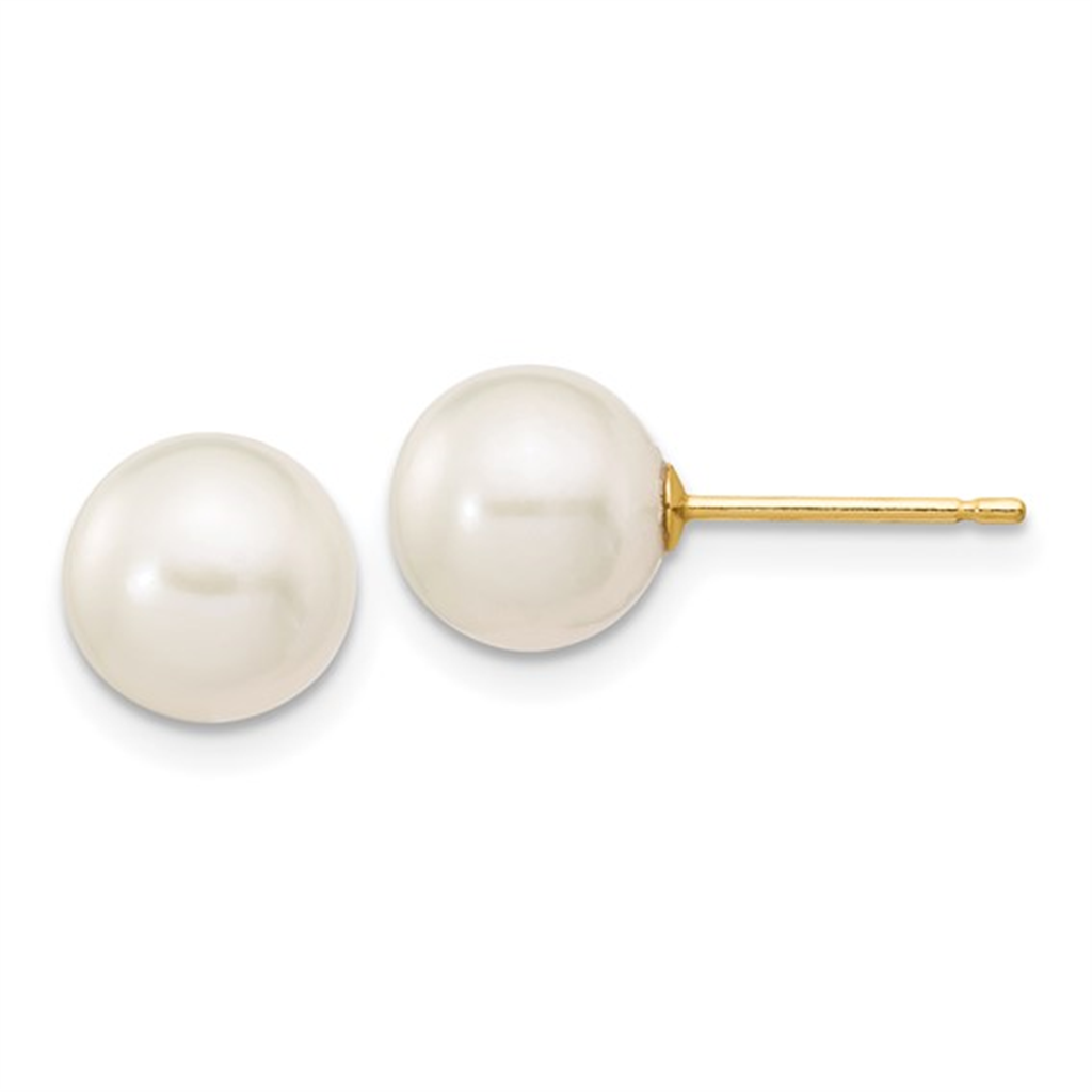 Yellow Gold Pearl Earrings