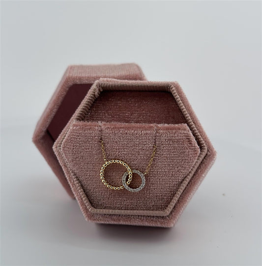 Yellow Gold Linked Double Circle Necklace