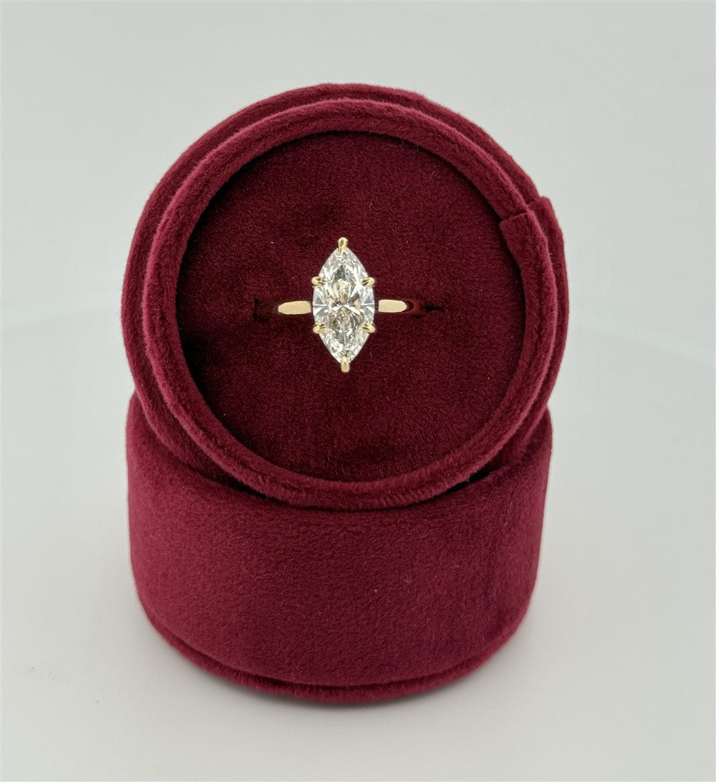 Yellow Gold 2.54 Carat Lab Grown Marquise Diamond Engagement Ring