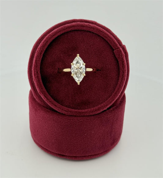 Yellow Gold 2.54 Carat Lab Grown Marquise Diamond Engagement Ring
