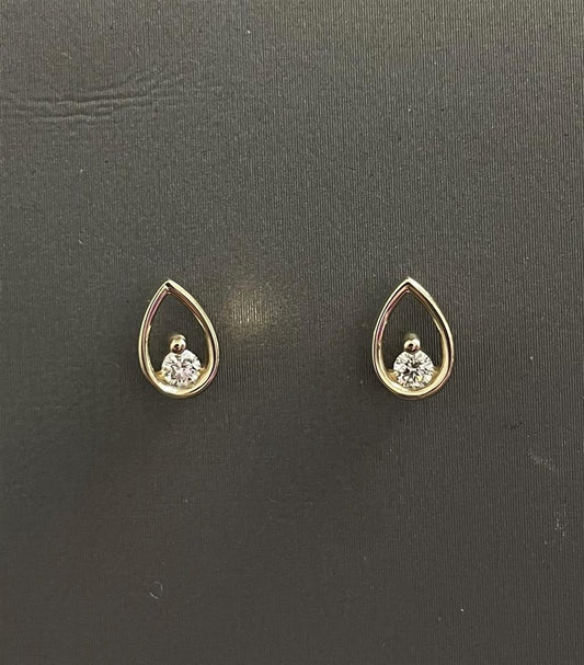 Yellow Gold Diamond Pear Shape Stud Earrings
