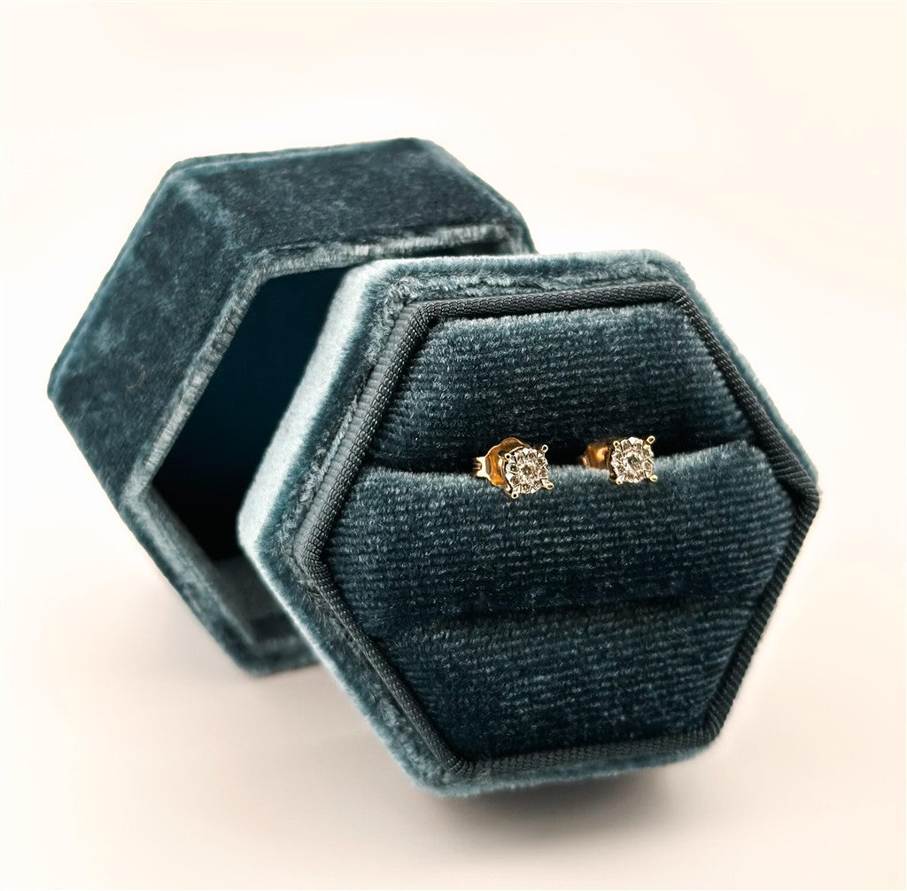 Yellow Gold Diamond Cluster Stud Earrings