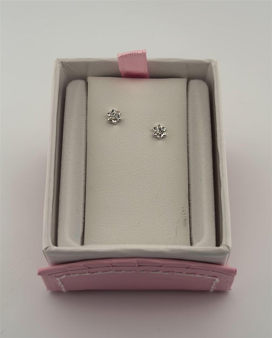 Sterling Silver Diamond Stud Earrings