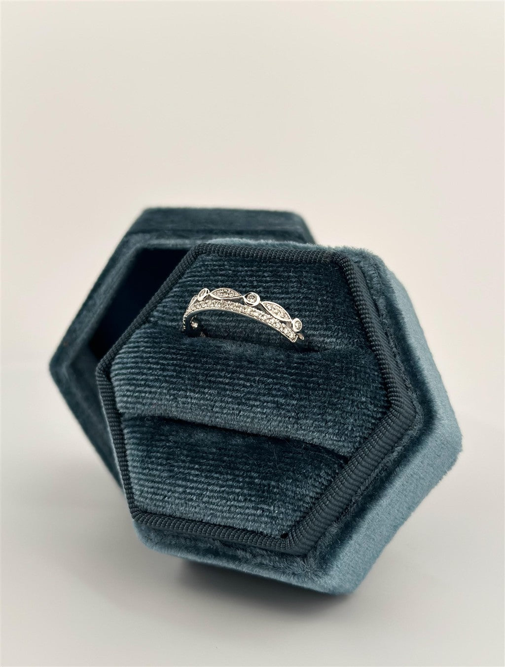 White Gold Vintage Inspired Double Stackable Ring