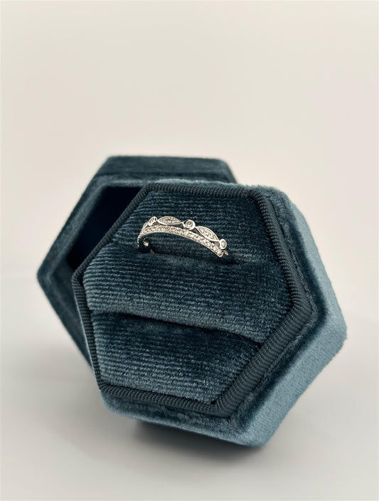 White Gold Vintage Inspired Double Stackable Ring