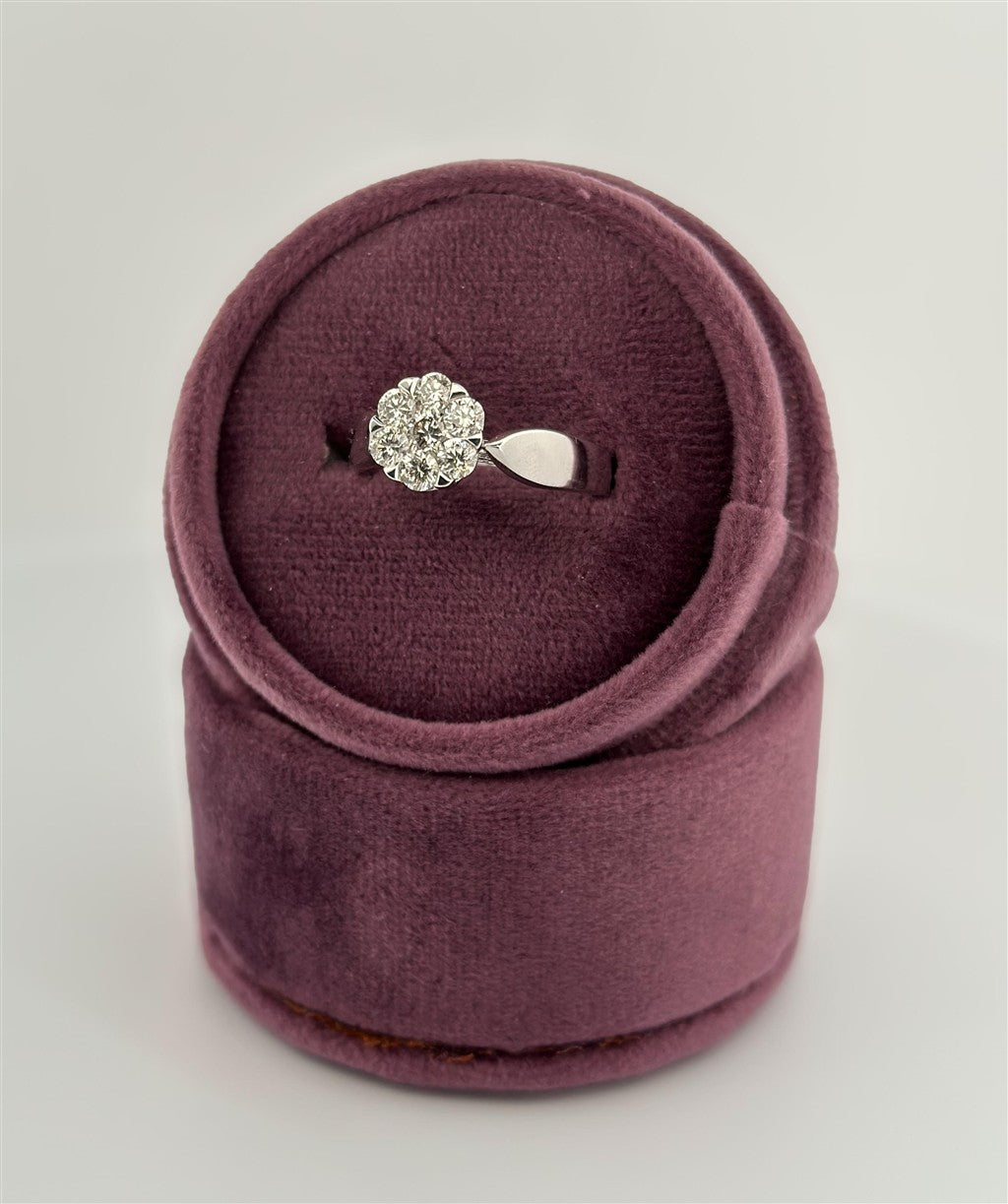 White Gold Diamond Cluster Engagement Ring