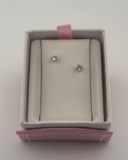 Childrens Sterling Silver October Birthstone Earrings