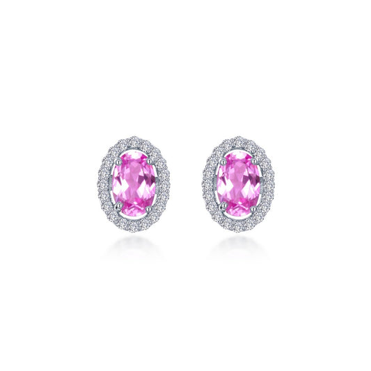 Lafonn Pink Sapphire Halo Stud Earrings