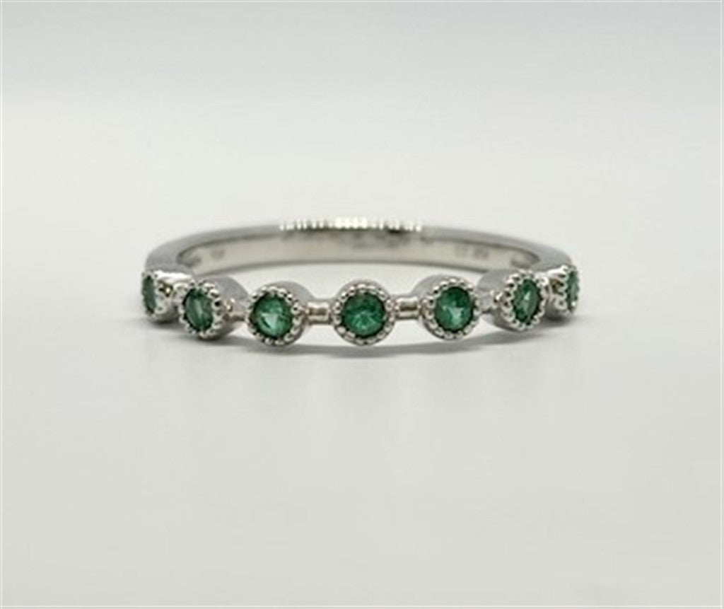 White Gold Emerald Stackable Ring