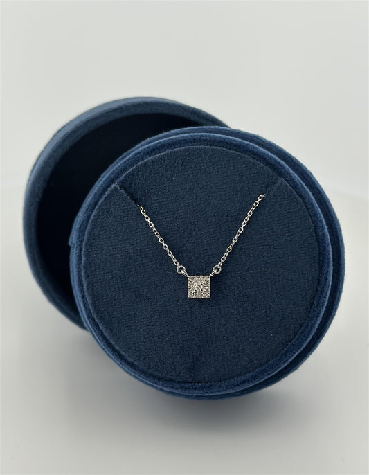 White Gold Halo Style Diamond Necklace