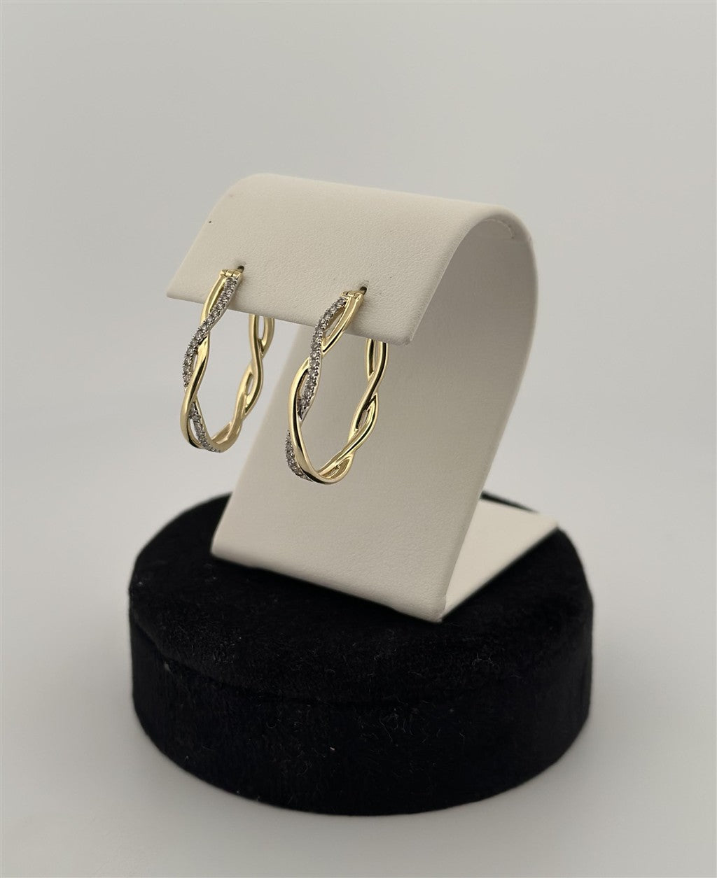 Yellow Gold Diamond Twisted Hoop Earrings