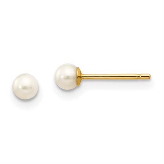 Yellow Gold Pearl Earrings