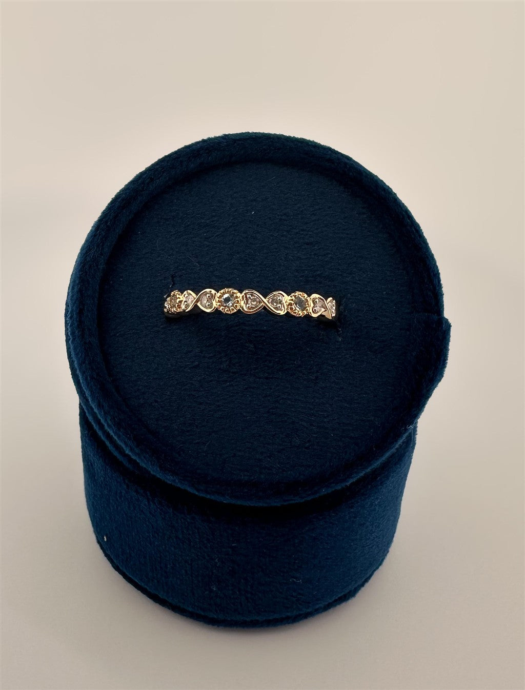 Yellow Gold Vintage Inspired March Birthstone Stackable Ring
