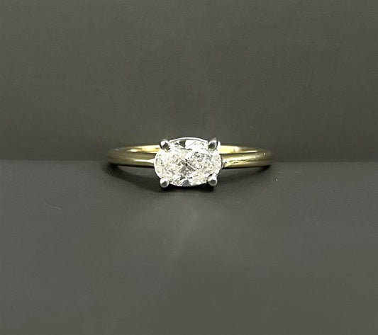 Two-Tone Oval Diamond Engagement Ring