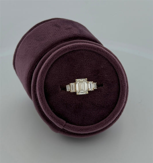 Yellow Gold Emerald Cut Lab Grown Diamond Engagement Ring