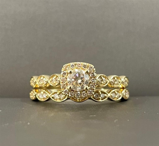 Yellow Gold Vintage Inspired Bridal Set