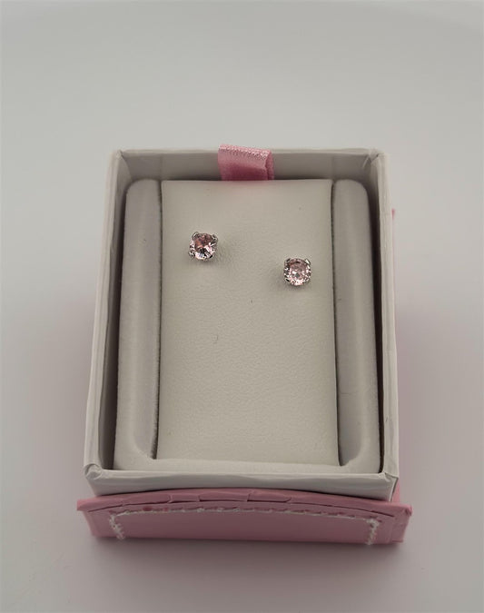 Childrens Sterling Silver Pink Earrings
