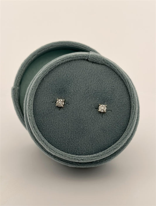 Yellow Gold Diamond Cluster Stud Earrings