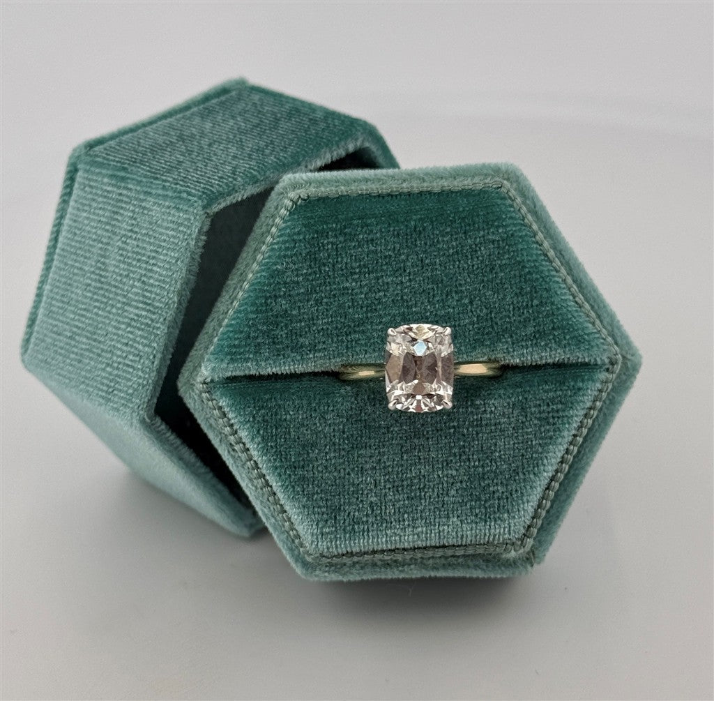 Two-Tone Lab Grown Cushion Solitaire Engagement Ring