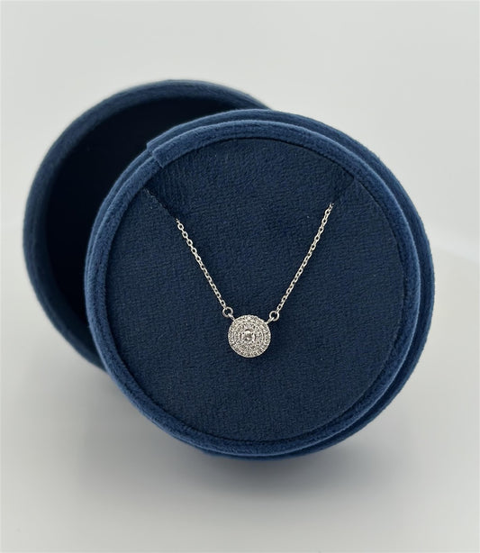 White Gold Double Halo Style Diamond Necklace