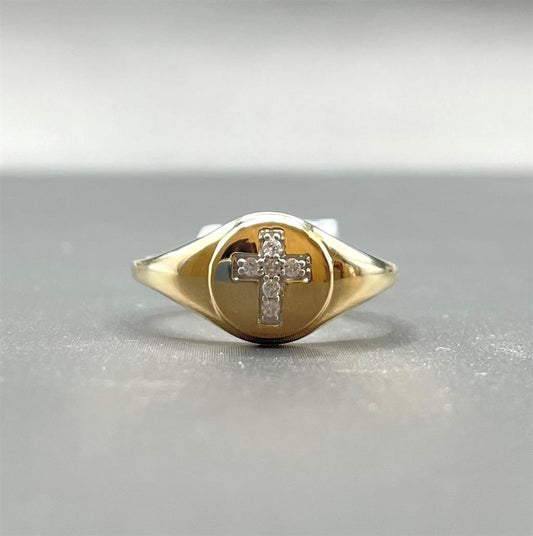 Yellow Gold Diamond Cross Ring