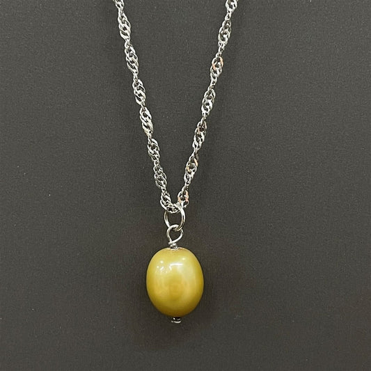 Sterling Silver Single Pearl Necklace