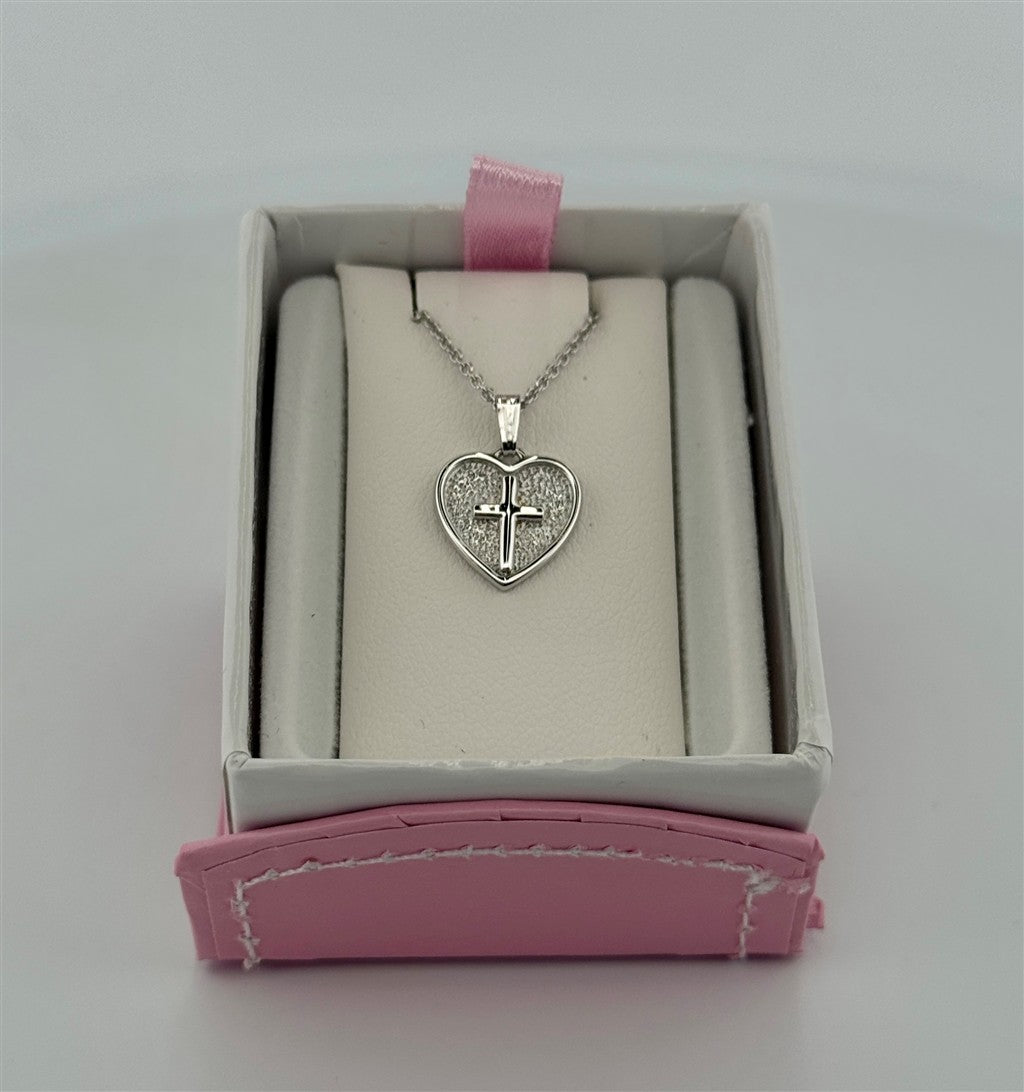Childrens Heart And Cross Necklace