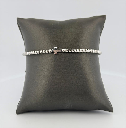 Sterling Silver Beaded Cross Bracelet